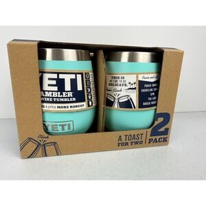 Yeti Rambler 10 oz Wine Tumbler 2 Pack Seafoam Stainless Steel Insulated New